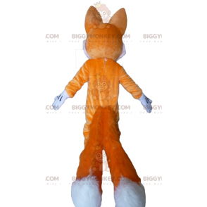 BIGGYMONKEY™ Orange och White Fox Blue Eyes Maskotdräkt -