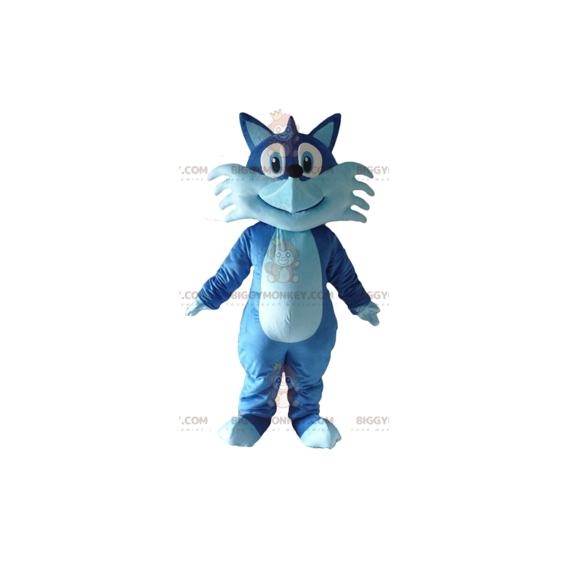 Cute Very Smiling Two Tone Blue Fox BIGGYMONKEY™ Mascot Costume