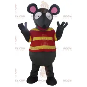 BIGGYMONKEY™ Zábavný kostým maskota šedé a růžové myši s