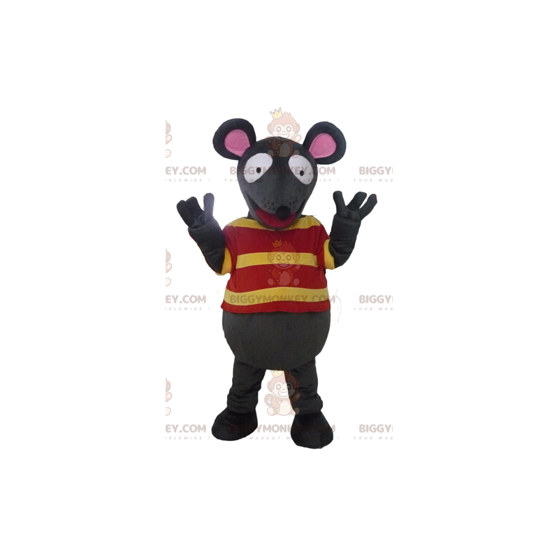 Costume de mascotte BIGGYMONKEY™ fun de souris grise et rose Costume de mascotte BIGGYMONKEY™ fun de souris grise et rose