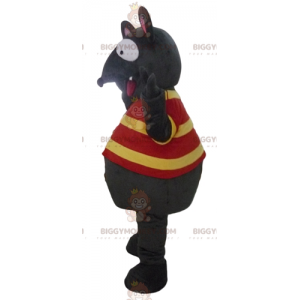 BIGGYMONKEY™ Sjov grå og lyserød musemaskotkostume med stribet