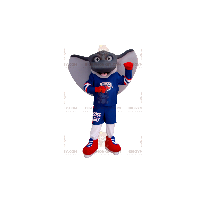 BIGGYMONKEY™ Maskotkostume Grå og hvid Kæmpe Stingray i BIGGYMONKEY™ Maskotkostume Grå og hvid Kæmpe Stingray i
