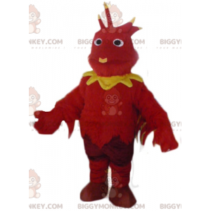 Disfraz de mascota dragón pájaro rojo y amarillo BIGGYMONKEY™ -