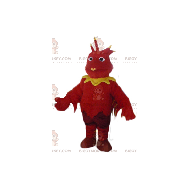 Costume da mascotte drago uccello rosso e giallo BIGGYMONKEY™ - Costume da mascotte drago uccello rosso e giallo BIGGYMONKEY™ -