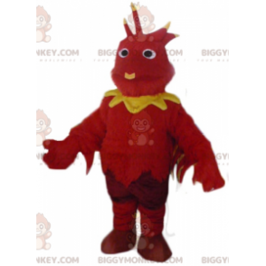 Disfraz de mascota dragón pájaro rojo y amarillo BIGGYMONKEY™ -