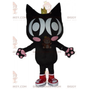 BIGGYMONKEY™ maskotkostume Sort og lyserød kat med vinger og