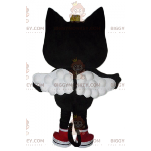 BIGGYMONKEY™ mascottekostuum zwart en roze kat met vleugels en