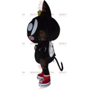 BIGGYMONKEY™ Mascot Costume Black and Pink Cat with Wings and