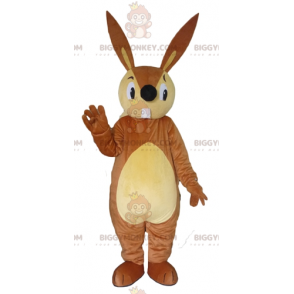 BIGGYMONKEY™ stort brunt og beige kaninmaskotkostume -