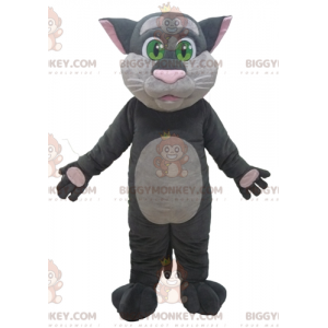 BIGGYMONKEY™ Mascottekostuum Grote grijze en roze kat met