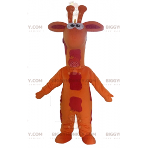 Costume mascotte BIGGYMONKEY™ giraffa gigante arancione rossa e