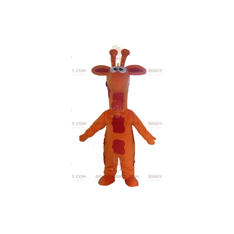 Disfraz de mascota de jirafa gigante naranja roja y amarilla Disfraz de mascota de jirafa gigante naranja roja y amarilla