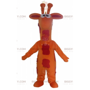 Kæmpe orange rød og gul giraf BIGGYMONKEY™ maskotkostume -