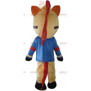 Red and Black Tan Horse Mascot Costume BIGGYMONKEY™ Dressed in