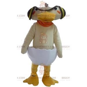 Fato de mascote de pato bege em casca de ovo BIGGYMONKEY™ –