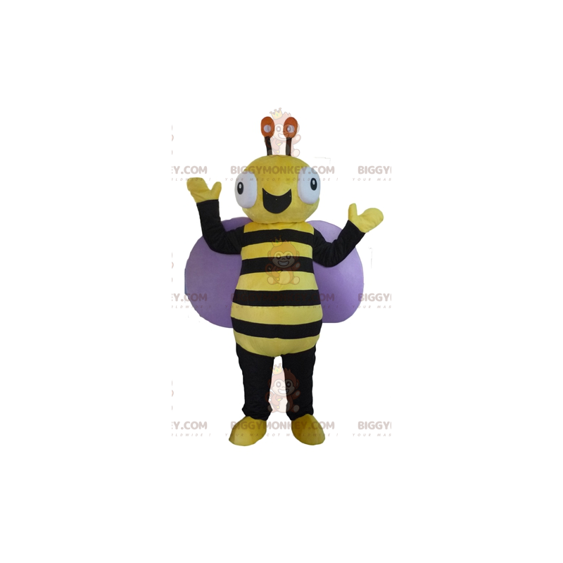 Costume de mascotte BIGGYMONKEY™ d'abeille noire et jaune très Costume de mascotte BIGGYMONKEY™ d'abeille noire et jaune très