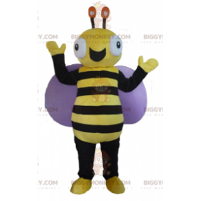 Very Smiling Black and Yellow Bee BIGGYMONKEY™ Mascot Costume –
