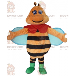 Kostým barevného maskota BIGGYMONKEY™ oranžově černé a modré