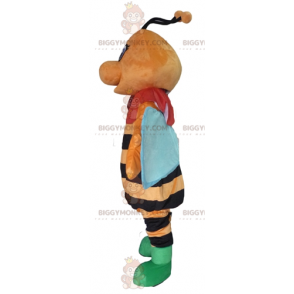 BIGGYMONKEY™ Colorful Orange Black and Blue Smiling Bee Mascot