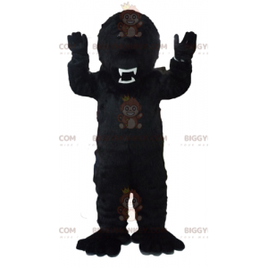 Kostium maskotki czarnego goryla o groźnym wyglądzie