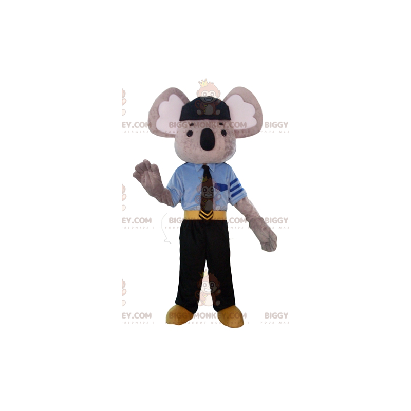 BIGGYMONKEY™ mascottekostuum van grijze en witte koala gekleed BIGGYMONKEY™ mascottekostuum van grijze en witte koala gekleed
