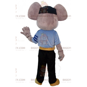 BIGGYMONKEY™ mascot costume of gray and white koala dressed in