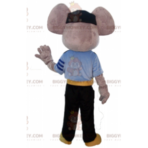 BIGGYMONKEY™ mascot costume of gray and white koala dressed in