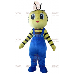 Kostým maskota žluté a černé včely BIGGYMONKEY™ s modrým