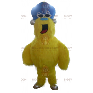 All Furry Yellow Monster BIGGYMONKEY™ Mascot Costume With Hat -