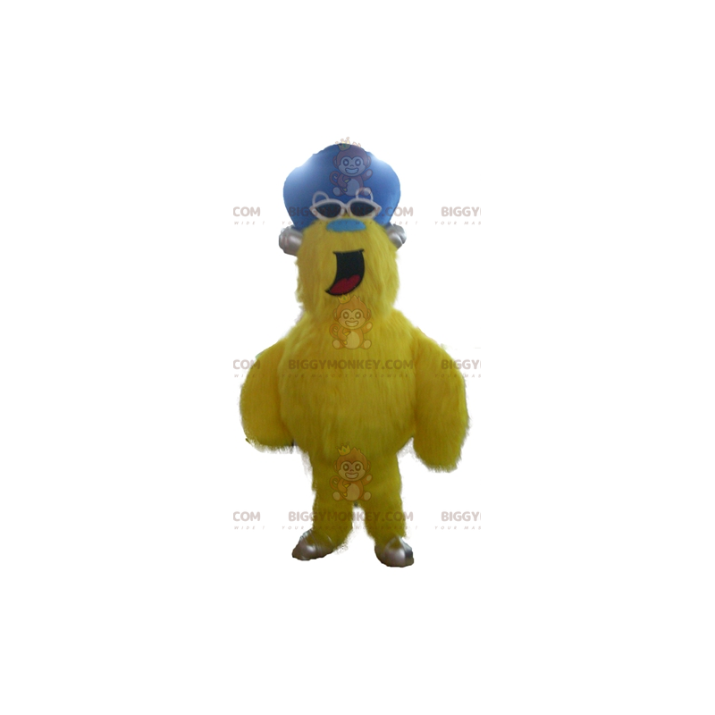 All Furry Yellow Monster BIGGYMONKEY™ Mascot Costume With Hat -