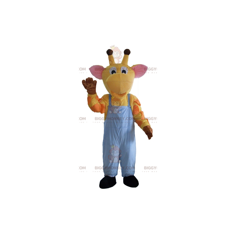 BIGGYMONKEY™ Mascot Costume Yellow Orange Pink Giraffe In