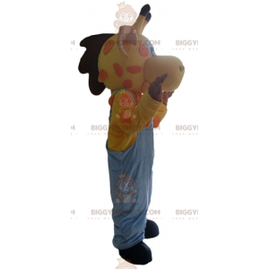 Kostým maskota BIGGYMONKEY™ Žlutá Oranžová Růžová Žirafa v
