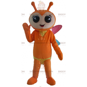 Oransje og gul sommerfugl BIGGYMONKEY™ maskotkostyme med fargerike vinger - Butterfly maskoter - BiggyMonkey.com