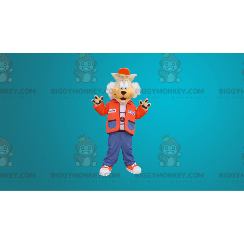 Niedlicher Wolf BIGGYMONKEY™ Maskottchenkostüm als Teenager Niedlicher Wolf BIGGYMONKEY™ Maskottchenkostüm als Teenager