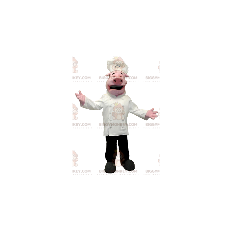 Costume de mascotte BIGGYMONKEY™ de cochon en tenue de chef Costume de mascotte BIGGYMONKEY™ de cochon en tenue de chef
