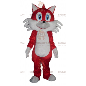 BIGGYMONKEY™ Costume mascotte volpe rossa e bianca dagli occhi