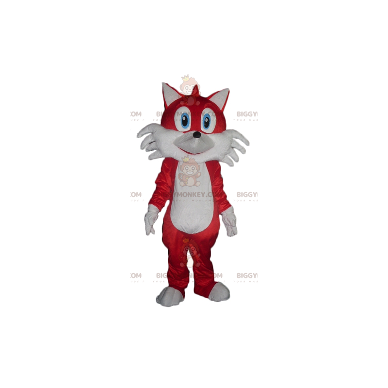 BIGGYMONKEY™ Blue Eyed Red and White Fox-maskottiasu -