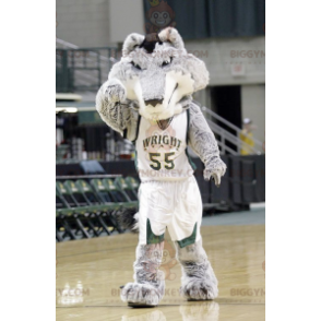 BIGGYMONKEY™ mascottekostuum grijze en witte wolf in
