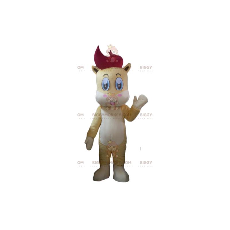 BIGGYMONKEY™ Costume da mascotte puledro giallo bianco rosso - BIGGYMONKEY™ Costume da mascotte puledro giallo bianco rosso -