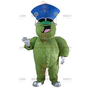 Very Smiling Hairy Plump Green Monster BIGGYMONKEY™ Mascot