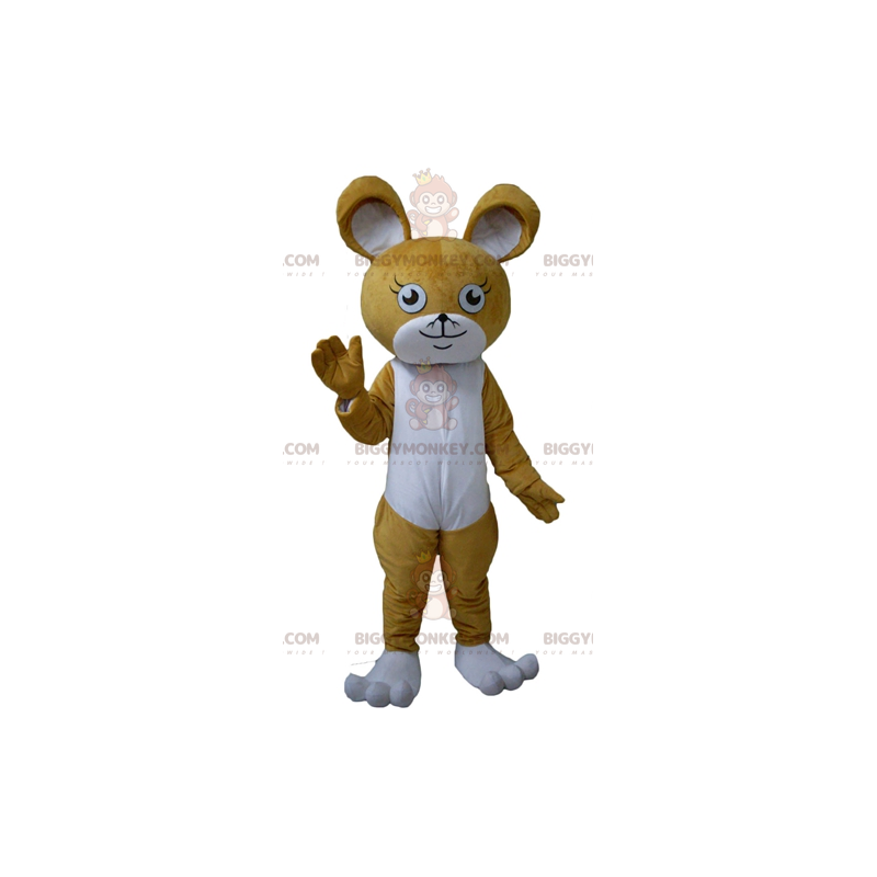 Bruin en wit konijn muis BIGGYMONKEY™ mascotte kostuum - Bruin en wit konijn muis BIGGYMONKEY™ mascotte kostuum -