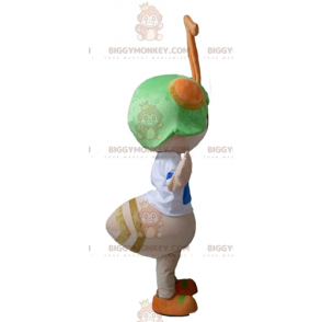 BIGGYMONKEY™ Mascot Costume of Pink Ant with Green Helmet on