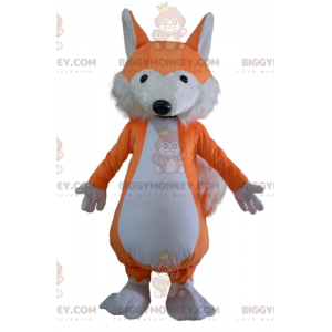 BIGGYMONKEY™ mjuk och lurvig maskotdräkt för orange och vit räv