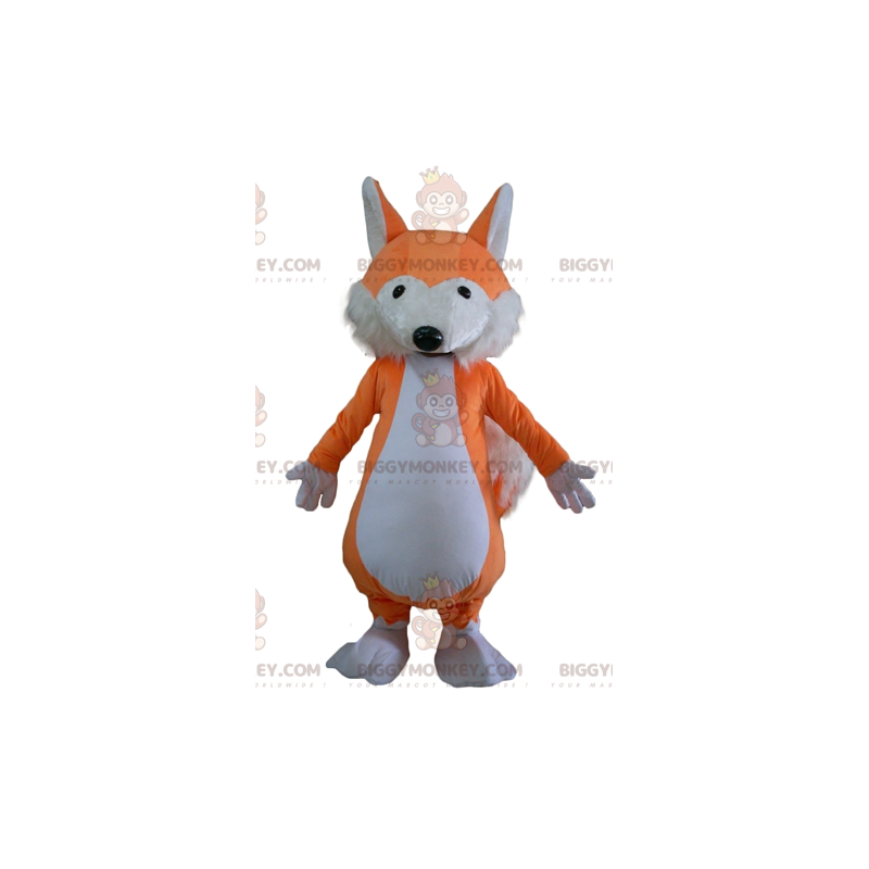 BIGGYMONKEY™ zacht en harige oranje en witte vos mascotte BIGGYMONKEY™ zacht en harige oranje en witte vos mascotte