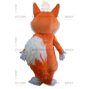 BIGGYMONKEY™ mjuk och lurvig maskotdräkt för orange och vit räv