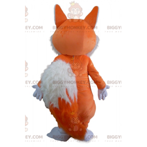 Traje de mascote BIGGYMONKEY™ macio e peludo laranja e raposa