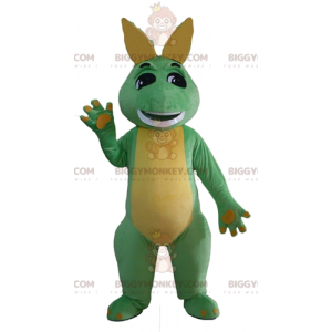 Costume de mascotte BIGGYMONKEY™ de dinosaure vert et jaune de