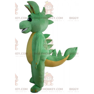 Disfraz de mascota de dinosaurio dragón verde y amarillo