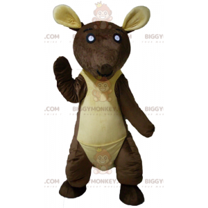 Kæmpe brun og gul kænguru BIGGYMONKEY™ maskotkostume -
