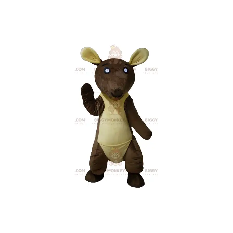 Jättebrun och gul känguru BIGGYMONKEY™ maskotdräkt - Jättebrun och gul känguru BIGGYMONKEY™ maskotdräkt -